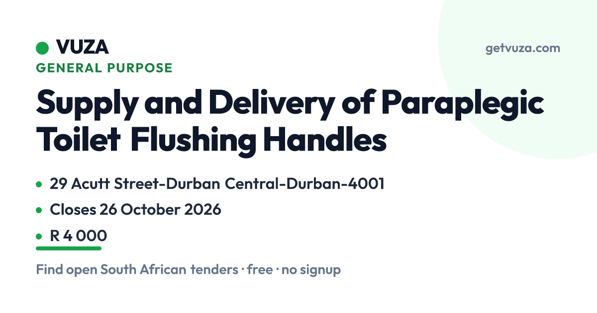 Supply and Delivery of Paraplegic Toilet Flushing Handles, 29 Acutt St ...