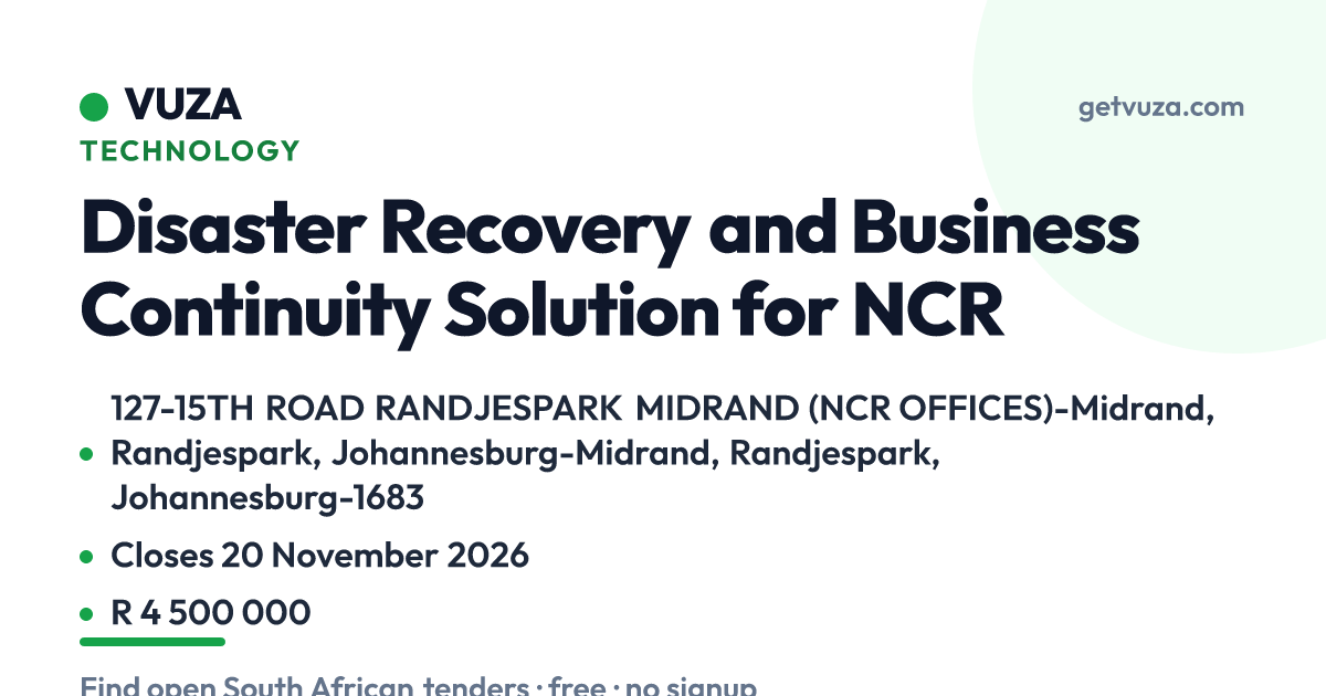 Disaster Recovery and Business Continuity Solution for NCR, 127-15TH R ...