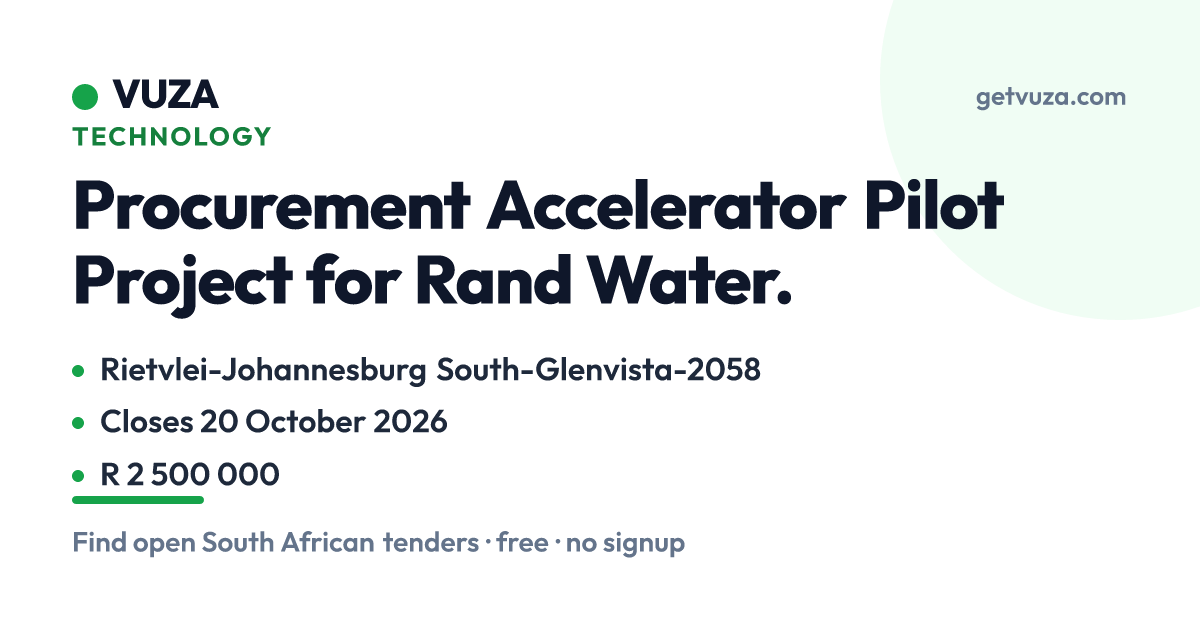 Procurement Accelerator Pilot Project for Rand Water., Rietvl (Closed ...