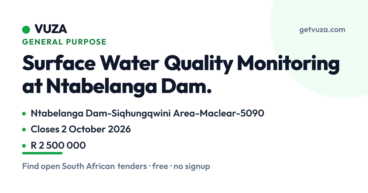 Surface Water Quality Monitoring at Ntabelanga Dam., Ntabelan (Closed ...