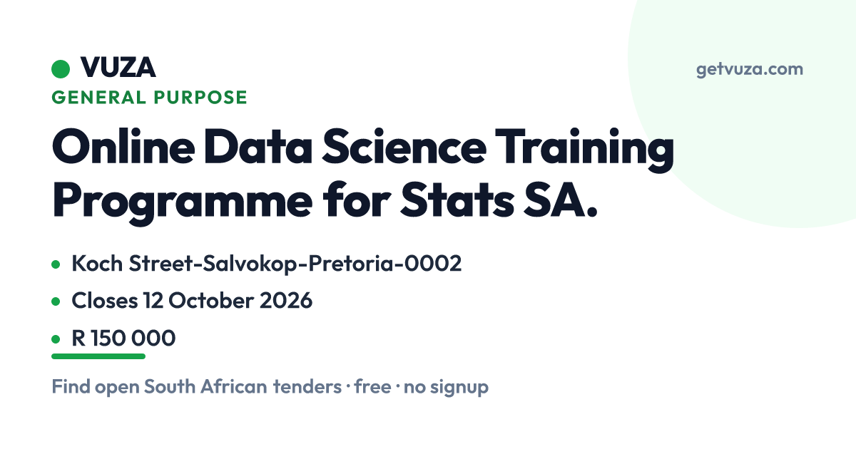 Online Data Science Training Programme for Stats SA., Koch Street-Salv ...