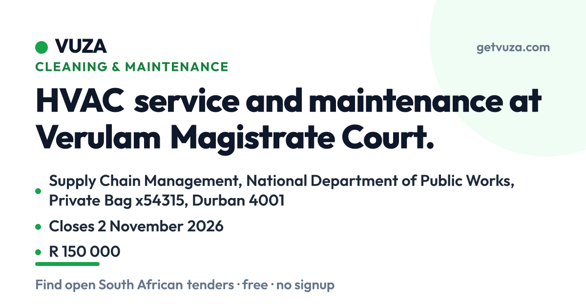 HVAC service and maintenance at Verulam Magistrate Court., Supply Chai ...