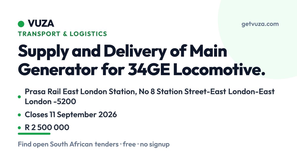 Supply and Delivery of Main Generator for 34GE Locomotive., Prasa Rail ...